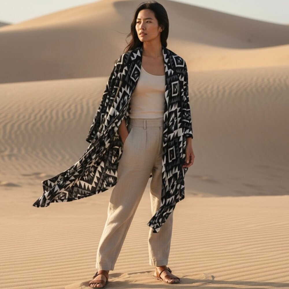 Gibson Latimer Tribal Kimono Wrap XL B&W